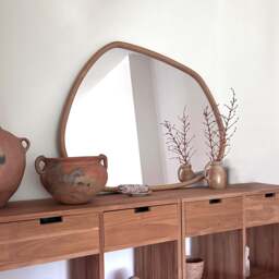 Aaliyah - Warm Wood Irregular Wall Mirror 110cm x 80cm - thumbnail 1