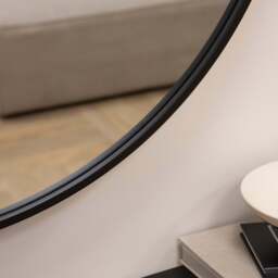 Metro - Large Black Metal Round Wall Mirror 90cm x 90cm - thumbnail 3
