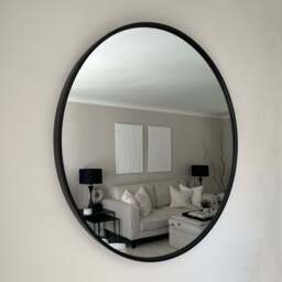 Metro - Large Black Metal Round Wall Mirror 90cm x 90cm - thumbnail 1