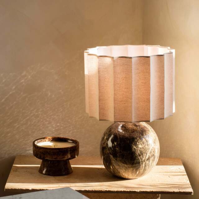 Caia - Dark Emperador Scallop Shade Table Lamp - image 1