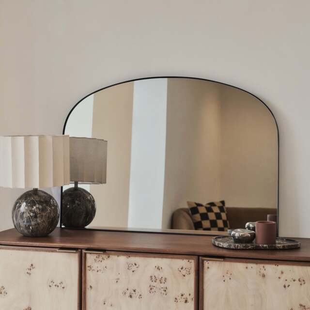 Aria - Black Metal Overmantle Wall Mirror 100cm x 70cm - image 1