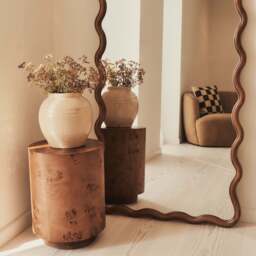 Marea - Dark Wood Wavy Retro Full Length Mirror 170cm x 80cm - thumbnail 3