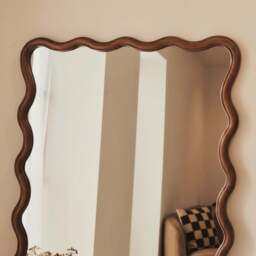 Marea - Dark Wood Wavy Retro Full Length Mirror 170cm x 80cm - thumbnail 2
