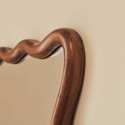Marea - Dark Wood Wavy Retro Full Length Mirror 170cm x 80cm - thumbnail 4