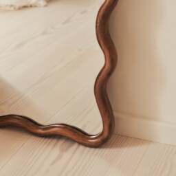Marea - Dark Wood Wavy Retro Full Length Mirror 170cm x 80cm - thumbnail 5