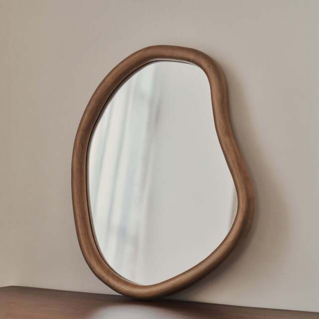 Aaliyah - Warm Wood Irregular Wall Mirror 42cm x 35cm - image 1