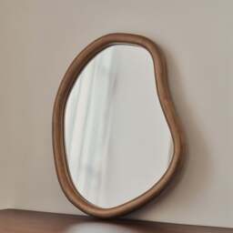 Aaliyah - Warm Wood Irregular Wall Mirror 42cm x 35cm - thumbnail 1
