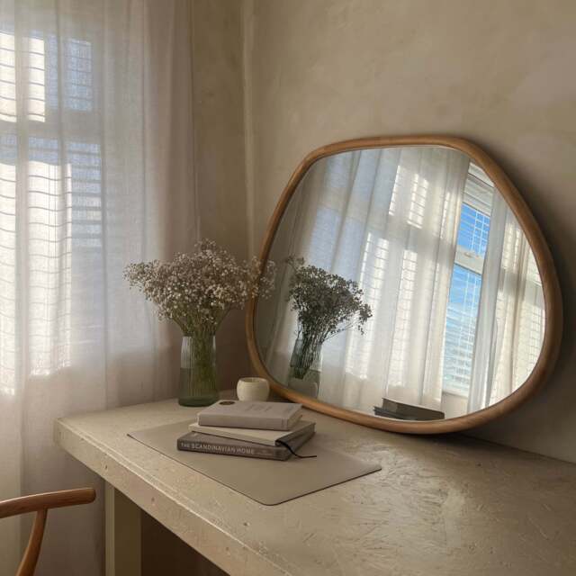 Aaliyah - Light Wood Irregular Wall Mirror 110cm x 80cm - image 1