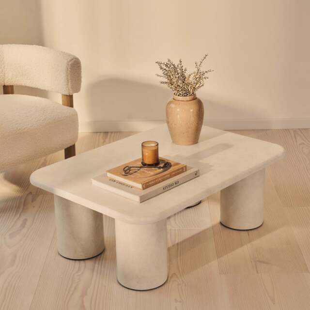 Alina - Concrete Rectangular Large Wooden Coffee Table - image 1