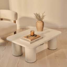 Alina - Concrete Rectangular Large Wooden Coffee Table - thumbnail 1