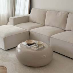 Rivington - High Gloss Ivory Large Pebble Coffee Table - thumbnail 2