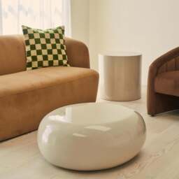 Rivington - High Gloss Ivory Large Pebble Coffee Table - thumbnail 6
