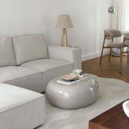 Rivington - High Gloss Ivory Large Pebble Coffee Table - thumbnail 4