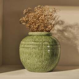 Cyra - Large Jade Green Gloss Ceramic Vase - thumbnail 2