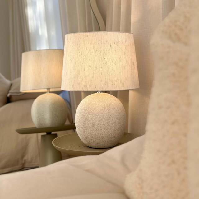 Corsica - Stone Ceramic Drum Shade Table Lamp - image 1
