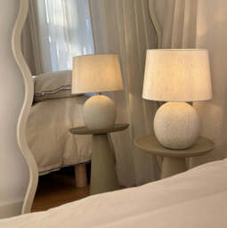 Corsica - Stone Ceramic Drum Shade Table Lamp - thumbnail 2