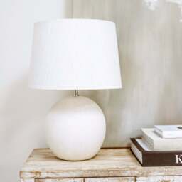 Corsica - Stone Ceramic Drum Shade Table Lamp - thumbnail 5