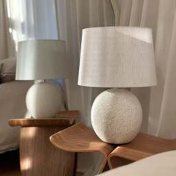 Corsica - Stone Ceramic Drum Shade Table Lamp - thumbnail 3