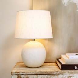 Corsica - Stone Ceramic Drum Shade Table Lamp - thumbnail 4
