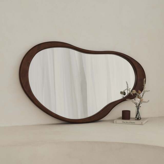 Arcurva - Large Overmantle Dark Wood Irregular Mirror 130cm x 80cm - image 1