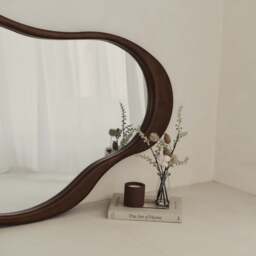 Arcurva - Large Overmantle Dark Wood Irregular Mirror 130cm x 80cm - thumbnail 2