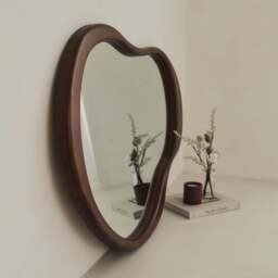 Arcurva - Large Overmantle Dark Wood Irregular Mirror 130cm x 80cm - thumbnail 5