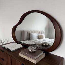 Arcurva - Large Overmantle Dark Wood Irregular Mirror 130cm x 80cm - thumbnail 4