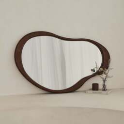 Arcurva - Large Overmantle Dark Wood Irregular Mirror 130cm x 80cm - thumbnail 1