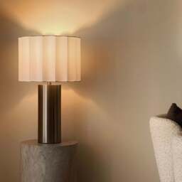 Castella - Brushed Steel Scallop Shade Table Lamp - thumbnail 4