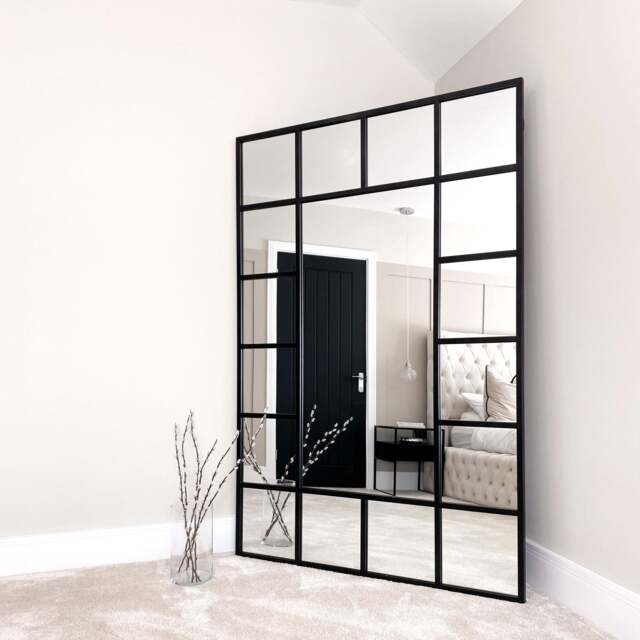 Camden - Black Industrial Full Length Metal Window Mirror 179cm x 119cm - image 1