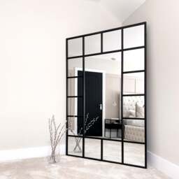 Camden - Black Industrial Full Length Metal Window Mirror 179cm x 119cm
