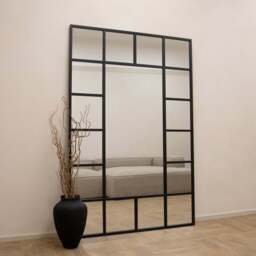 Camden - Black Industrial Full Length Metal Window Mirror 179cm x 119cm - thumbnail 3