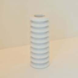Varella - Large White Marble Ribbed Decorative Vase 25cm - thumbnail 3
