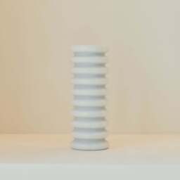 Varella - Large White Marble Ribbed Decorative Vase 25cm