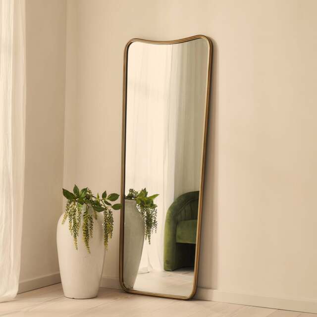 Louis - Gold Full Length Curved Metal Mirror 160cm x 60cm - image 1
