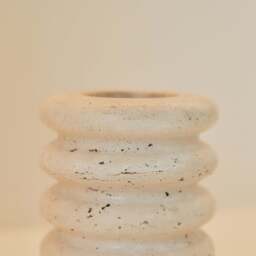 Varella - Cream Travertine Ribbed Decorative Vase 15cm - thumbnail 5