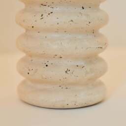 Varella - Cream Travertine Ribbed Decorative Vase 15cm - thumbnail 3