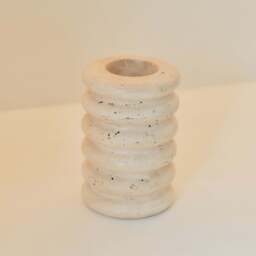 Varella - Cream Travertine Ribbed Decorative Vase 15cm - thumbnail 4