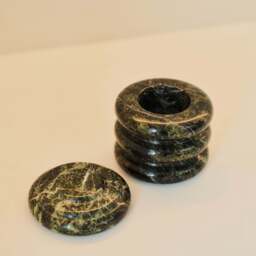 Varella - Green Marble Ribbed Decorative Storage Jar - thumbnail 2