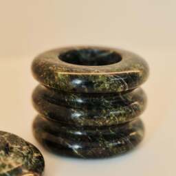 Varella - Green Marble Ribbed Decorative Storage Jar - thumbnail 4