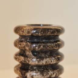 Varella - Dark Emperador Marble Ribbed Decorative Vase 15cm - thumbnail 6