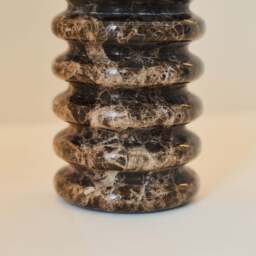 Varella - Dark Emperador Marble Ribbed Decorative Vase 15cm - thumbnail 5