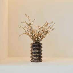 Varella - Dark Emperador Marble Ribbed Decorative Vase 15cm - thumbnail 3
