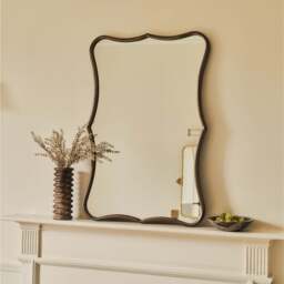 Elise - Antique Bronze Art Deco Metal Overmantle Mirror 90cm x 60cm - thumbnail 2