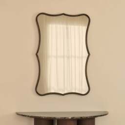 Elise - Antique Bronze Art Deco Metal Overmantle Mirror 90cm x 60cm - thumbnail 3