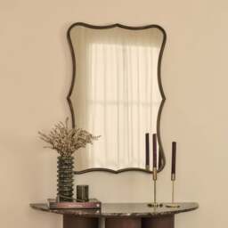 Elise - Antique Bronze Art Deco Metal Overmantle Mirror 90cm x 60cm - thumbnail 1