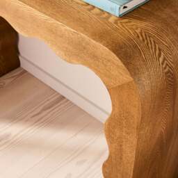 Serafina- Warm Wood Wavy Arched Premium Console Table - thumbnail 3