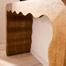 Serafina- Warm Wood Wavy Arched Premium Console Table - thumbnail 6