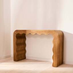 Serafina- Warm Wood Wavy Arched Premium Console Table - thumbnail 2