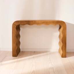 Serafina- Warm Wood Wavy Arched Premium Console Table - thumbnail 4
